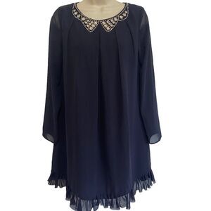 VICTORIAS SECRET Jeweled Navy Blue Sheath Dress